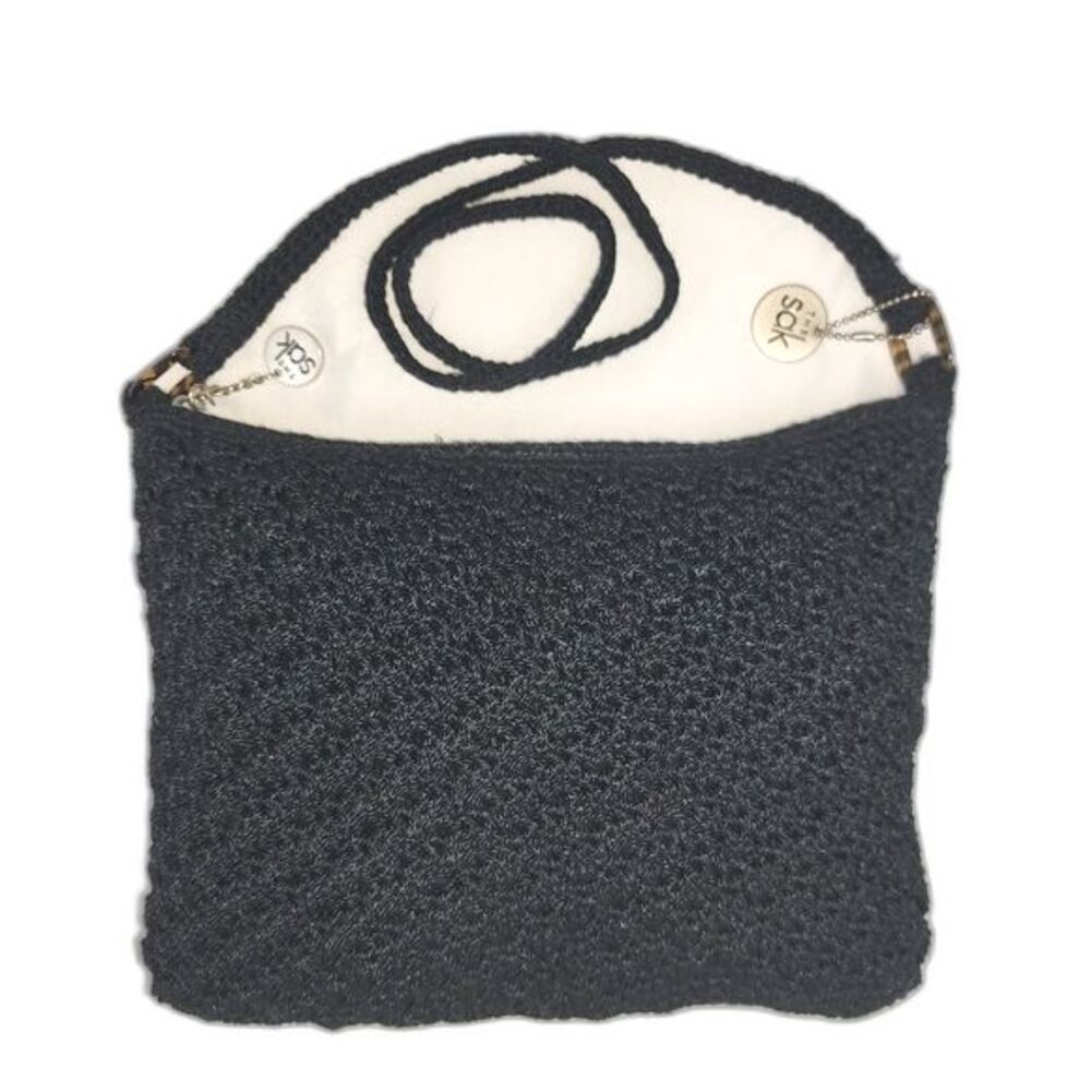 The Sak Hand Made Black Crocheted Shoulder Bag 12"X9"X1"‎